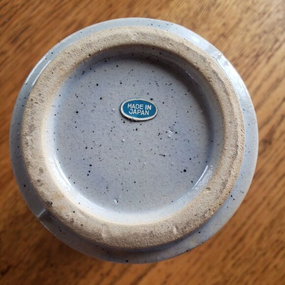 Vintage Mid Century Japanese Pottery Vase Handpainted Floral Wide Mouth Decor - Picture 6 of 7